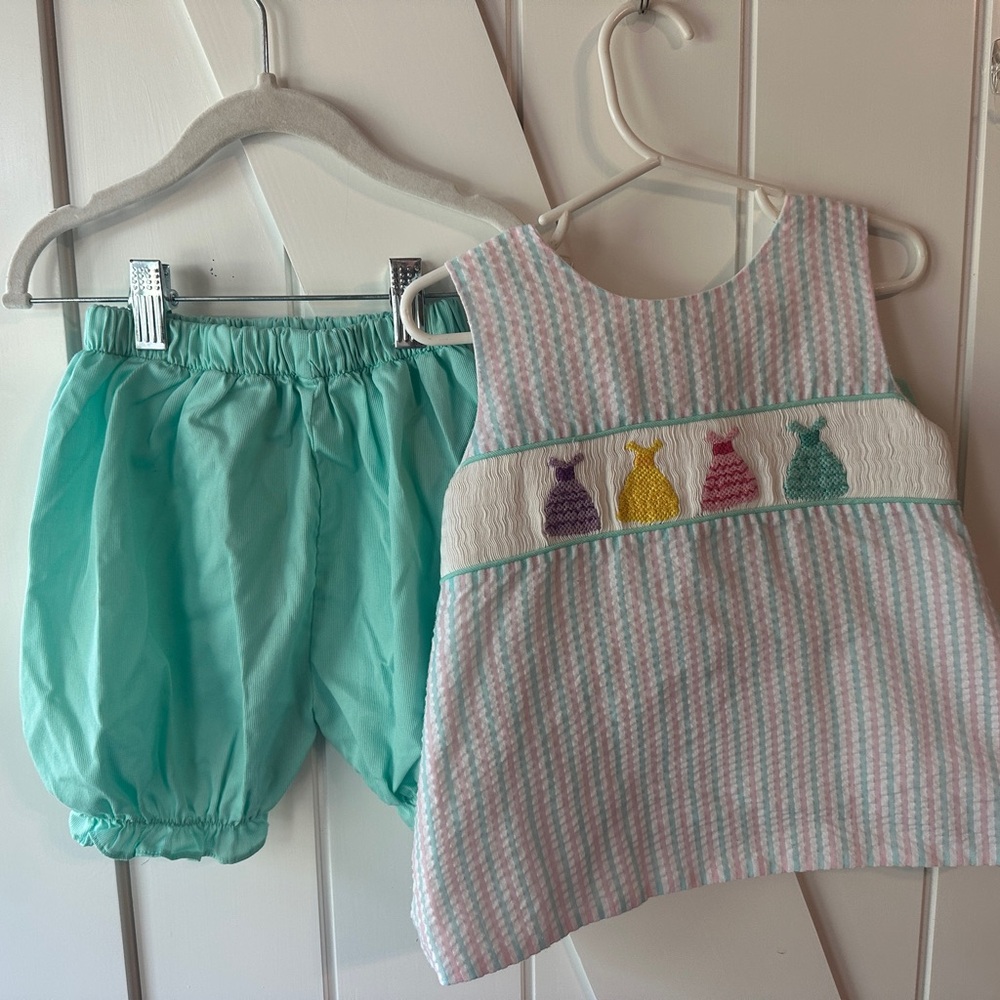 Sweet Magnolia Smocks 3T Bow Back princess matching set
